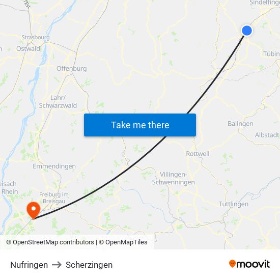 Nufringen to Scherzingen map