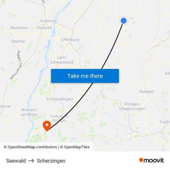 Seewald to Scherzingen map