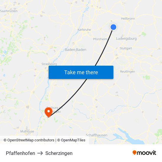 Pfaffenhofen to Scherzingen map