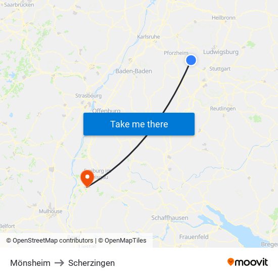 Mönsheim to Scherzingen map