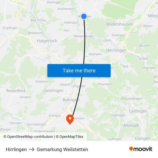 Hirrlingen to Gemarkung Weilstetten map