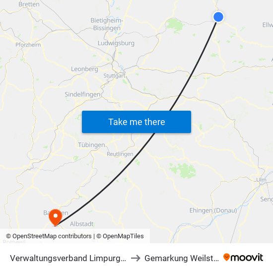 Verwaltungsverband Limpurger Land to Gemarkung Weilstetten map