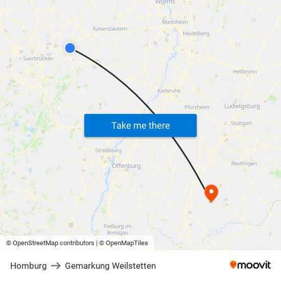 Homburg to Gemarkung Weilstetten map