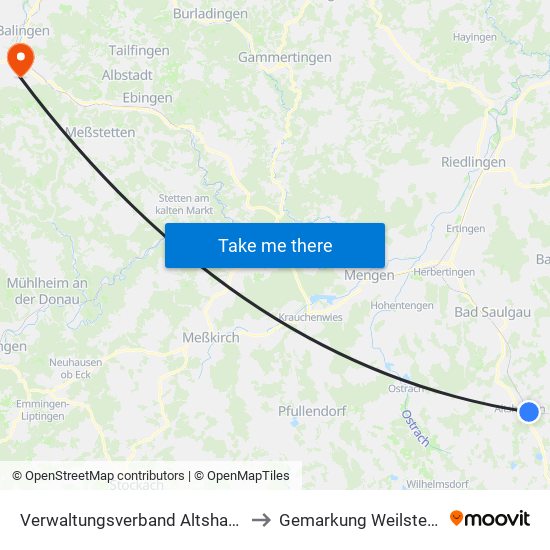 Verwaltungsverband Altshausen to Gemarkung Weilstetten map