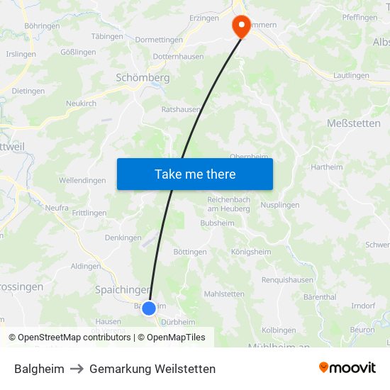 Balgheim to Gemarkung Weilstetten map