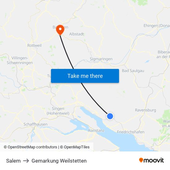 Salem to Gemarkung Weilstetten map