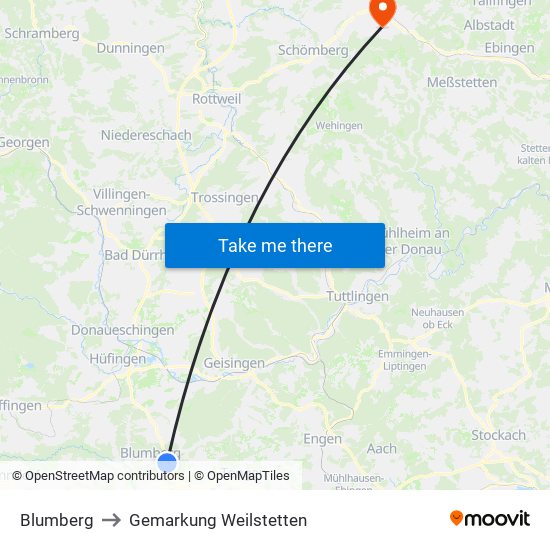 Blumberg to Gemarkung Weilstetten map