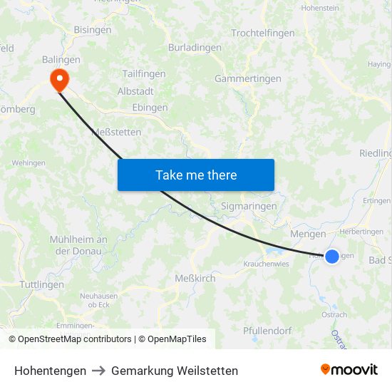 Hohentengen to Gemarkung Weilstetten map