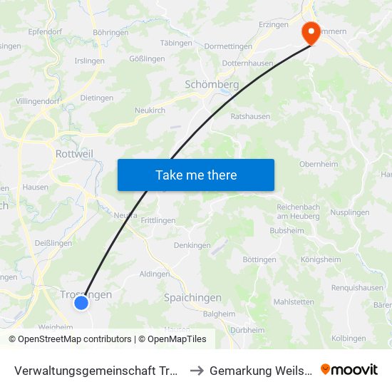 Verwaltungsgemeinschaft Trossingen to Gemarkung Weilstetten map