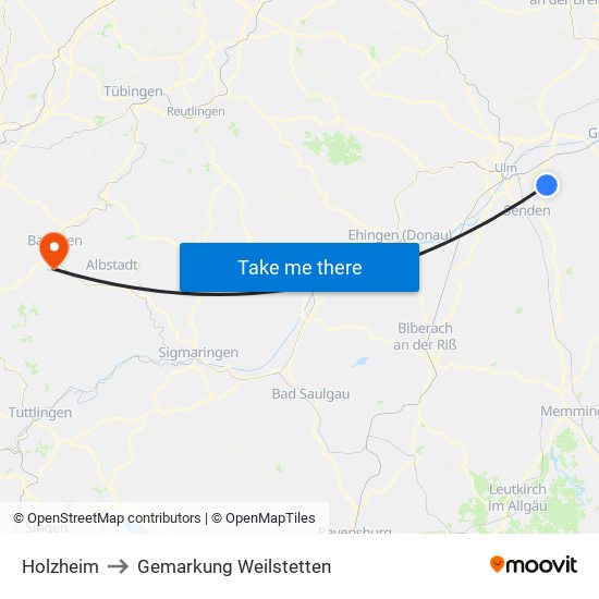 Holzheim to Gemarkung Weilstetten map