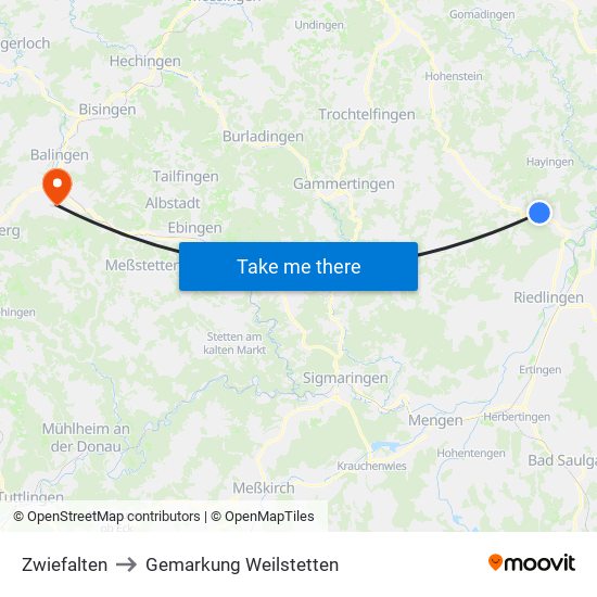 Zwiefalten to Gemarkung Weilstetten map