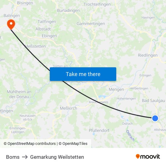 Boms to Gemarkung Weilstetten map