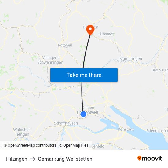 Hilzingen to Gemarkung Weilstetten map