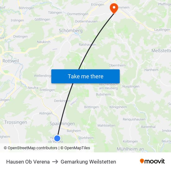 Hausen Ob Verena to Gemarkung Weilstetten map