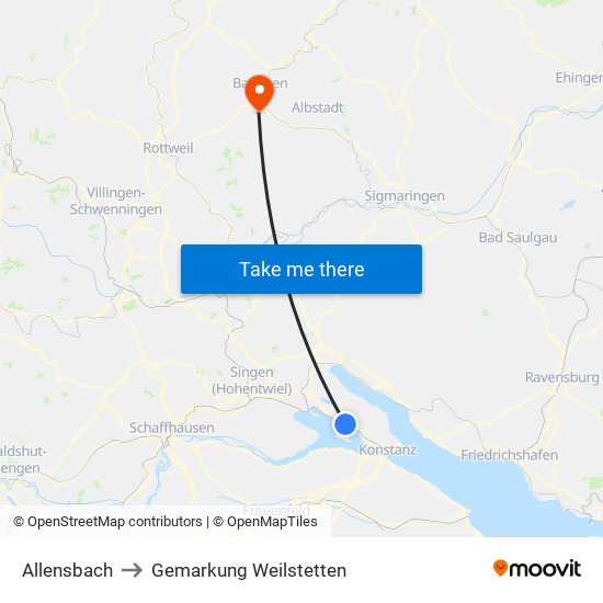 Allensbach to Gemarkung Weilstetten map