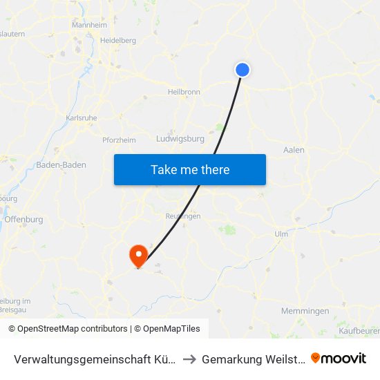 Verwaltungsgemeinschaft Künzelsau to Gemarkung Weilstetten map