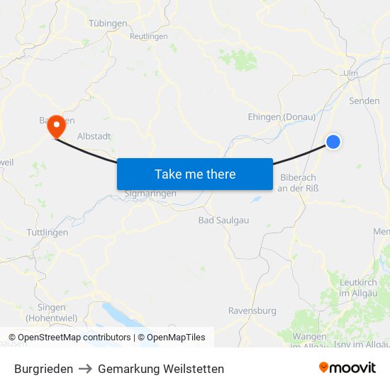 Burgrieden to Gemarkung Weilstetten map