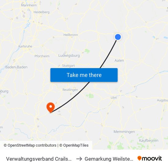 Verwaltungsverband Crailsheim to Gemarkung Weilstetten map