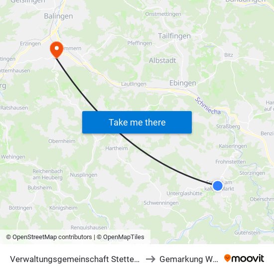 Verwaltungsgemeinschaft Stetten am Kalten Markt to Gemarkung Weilstetten map