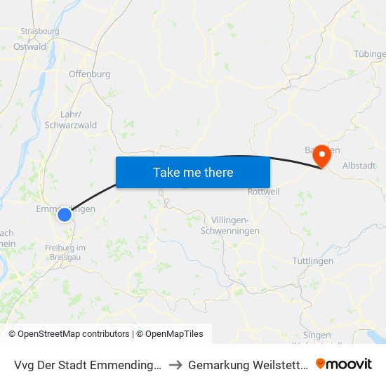 Vvg Der Stadt Emmendingen to Gemarkung Weilstetten map