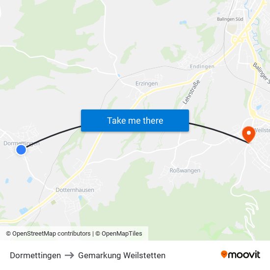 Dormettingen to Gemarkung Weilstetten map