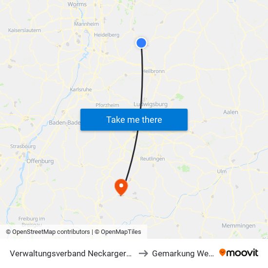 Verwaltungsverband Neckargerach-Waldbrunn to Gemarkung Weilstetten map