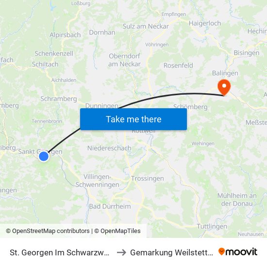St. Georgen Im Schwarzwald to Gemarkung Weilstetten map