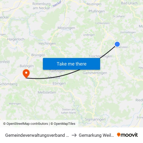 Gemeindeverwaltungsverband Engstingen to Gemarkung Weilstetten map