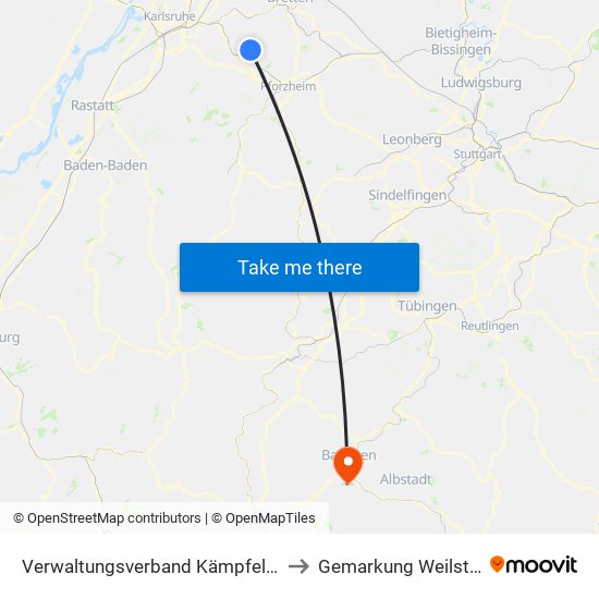 Verwaltungsverband Kämpfelbachtal to Gemarkung Weilstetten map