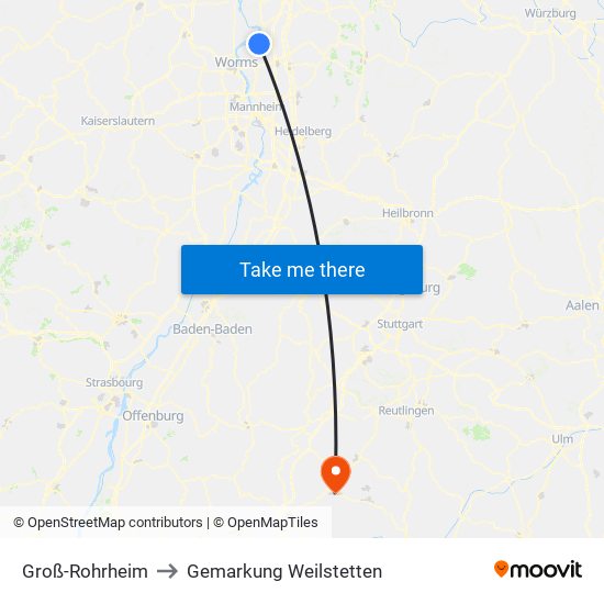 Groß-Rohrheim to Gemarkung Weilstetten map