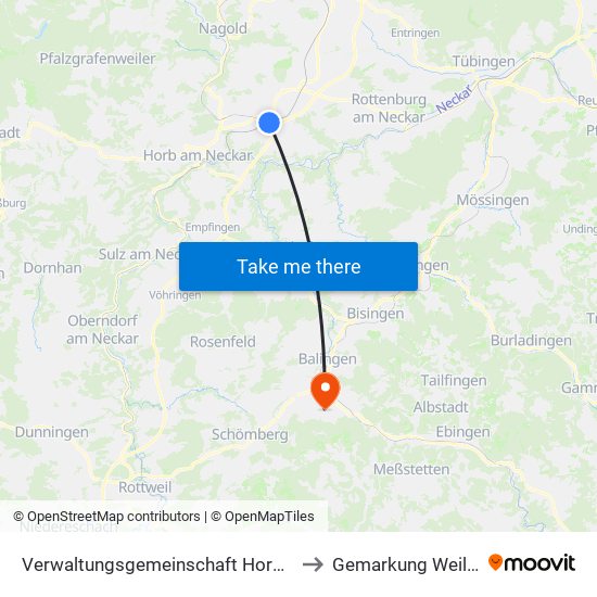 Verwaltungsgemeinschaft Horb am Neckar to Gemarkung Weilstetten map