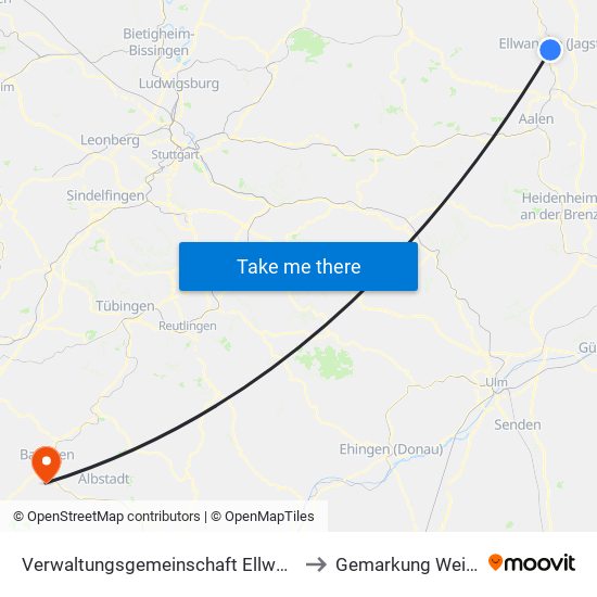 Verwaltungsgemeinschaft Ellwangen (Jagst) to Gemarkung Weilstetten map