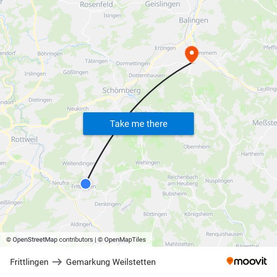 Frittlingen to Gemarkung Weilstetten map