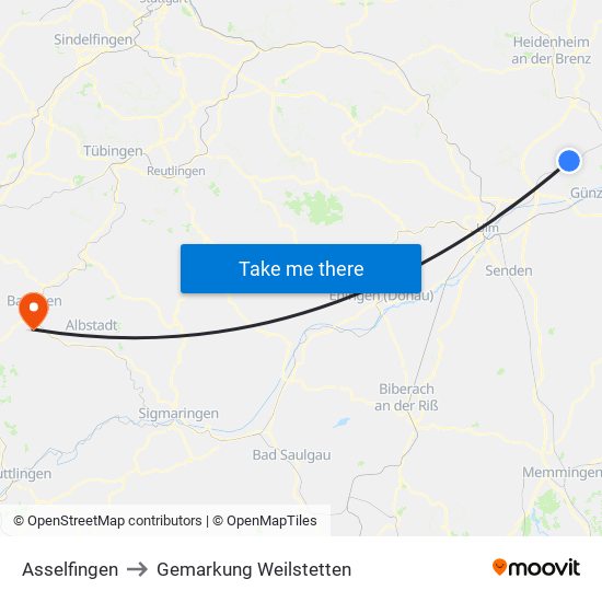 Asselfingen to Gemarkung Weilstetten map