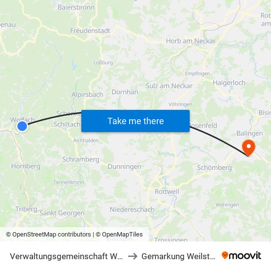 Verwaltungsgemeinschaft Wolfach to Gemarkung Weilstetten map