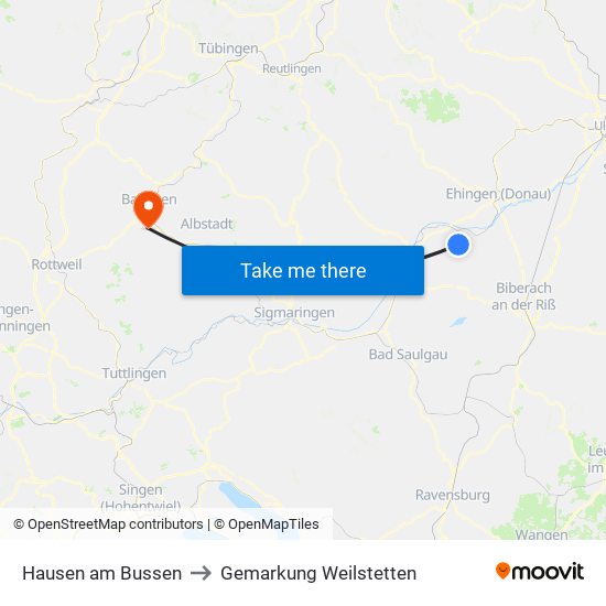 Hausen am Bussen to Gemarkung Weilstetten map