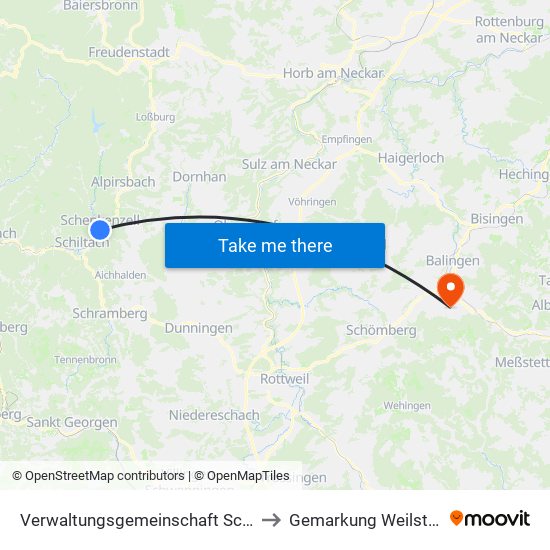 Verwaltungsgemeinschaft Schiltach to Gemarkung Weilstetten map
