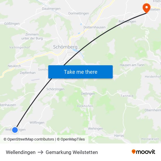 Wellendingen to Gemarkung Weilstetten map