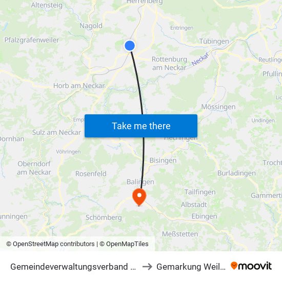 Gemeindeverwaltungsverband Oberes Gäu to Gemarkung Weilstetten map