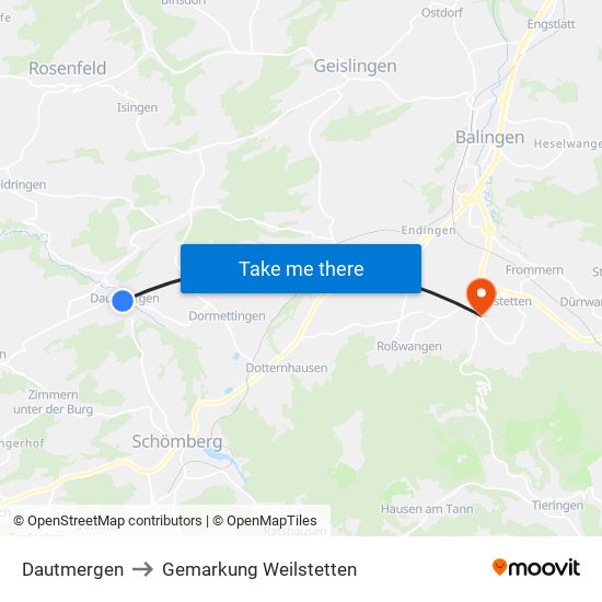 Dautmergen to Gemarkung Weilstetten map