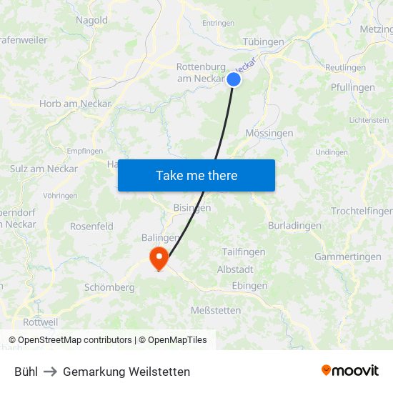 Bühl to Gemarkung Weilstetten map