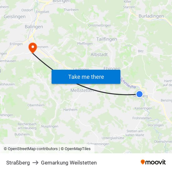 Straßberg to Gemarkung Weilstetten map