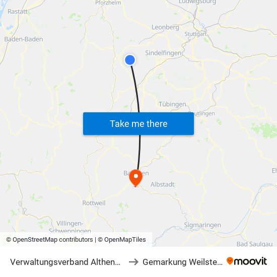 Verwaltungsverband Althengstett to Gemarkung Weilstetten map