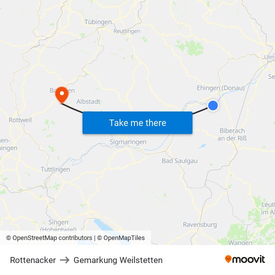 Rottenacker to Gemarkung Weilstetten map