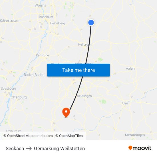 Seckach to Gemarkung Weilstetten map