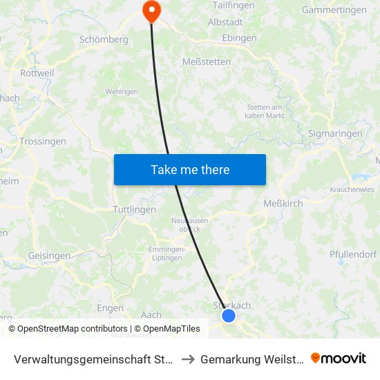 Verwaltungsgemeinschaft Stockach to Gemarkung Weilstetten map