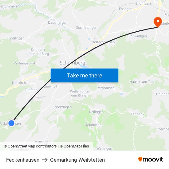 Feckenhausen to Gemarkung Weilstetten map