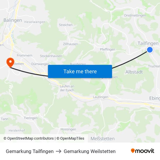 Gemarkung Tailfingen to Gemarkung Weilstetten map