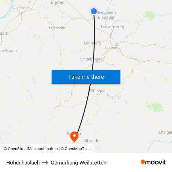 Hohenhaslach to Gemarkung Weilstetten map