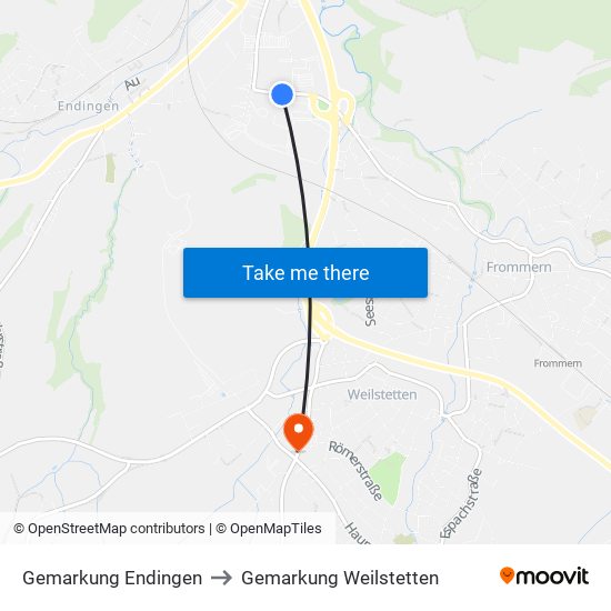 Gemarkung Endingen to Gemarkung Weilstetten map